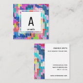 Carte De Visite Carré Modèle de pinceau acrylique Abstrait (Devant / Derrière)