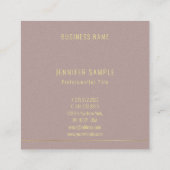 Carte De Visite Carré Modèle de texte Or moderne professionnel élégant (Dos)