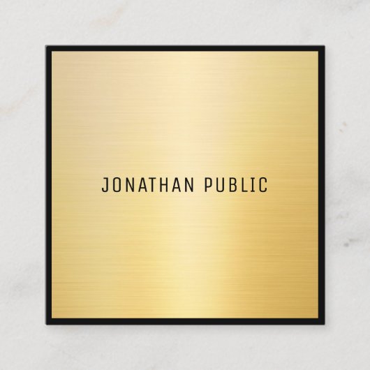 Carte De Visite Carré Modèle design élégant moderne tendance Black Gold (Devant)