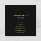 Carte De Visite Carré Modèle design élégant moderne tendance Black Gold (Dos)