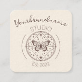 Carte De Visite Carré Modèle d'image dessin de papillon mystique rustiqu (Devant)