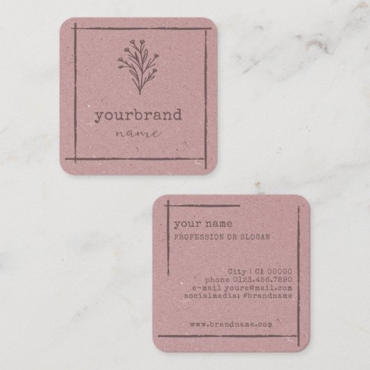 Carte De Visite Carré Modèle d'image Floral Rustique (Devant / Derrière)