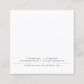 Carte De Visite Carré Modèle élégant moderne de blanc d'or de conception (Dos)