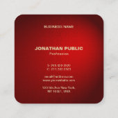 Carte De Visite Carré Modèle élégant professionnel Black Red Damask (Dos)