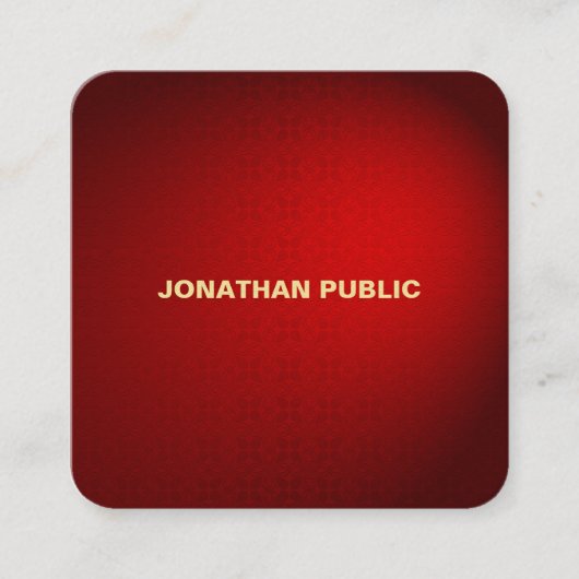 Carte De Visite Carré Modèle élégant professionnel Black Red Damask (Devant)