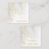 Carte De Visite Carré Modèle en marbre doré tendance Elégant Golden Mode (Devant / Derrière)