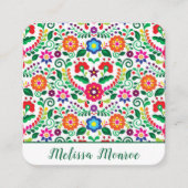 Carte De Visite Carré Modèle floral moderne Botanique Typographie verte (Devant)