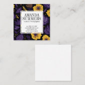 Carte De Visite Carré Modèle floral pourpre et jaune (Devant / Derrière)