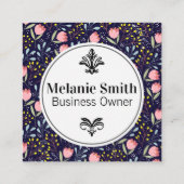 Carte De Visite Carré Modèle floral tendance (Dos)