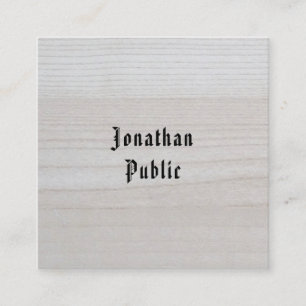Carte De Visite Carré Modèle minimaliste calligraphié aspect bois Élégan