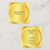 Carte De Visite Carré Modèle moderne Faux Gold Metallic Look (Devant / Derrière)