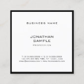 Carte De Visite Carré Modèle Moderne Simple Élégant Noir Blanc Blanc Sty (Dos)
