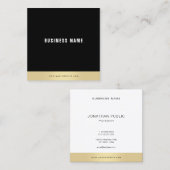 Carte De Visite Carré Modèle Moderne Simple Or Noir Blanc Élégant (Devant / Derrière)