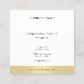 Carte De Visite Carré Modèle Moderne Simple Or Noir Blanc Élégant (Dos)