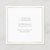 Carte De Visite Carré Modèle moderne tendance élégant simple or blanc (Dos)