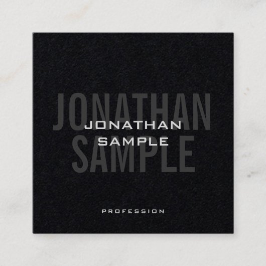 Carte De Visite Carré Modèle moderne tendance Premium Noir (Devant)