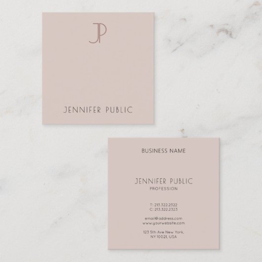 Carte De Visite Carré Modèle monogramme moderne (Devant / Derrière)