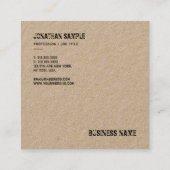 Carte De Visite Carré Modèle papier Kraft réel élégant (Dos)