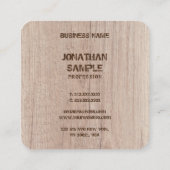 Carte De Visite Carré Modèle Planche Bois Revêtu Texte (Dos)