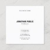 Carte De Visite Carré Modèle professionnel moderne élégant noir blanc (Dos)