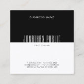 Carte De Visite Carré Modèle professionnel moderne élégant noir blanc (Dos)
