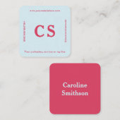 Carte De Visite Carré Modèle professionnel moderne rose-rouge et bleu cl (Devant / Derrière)