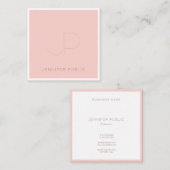 Carte De Visite Carré Modèle rose blanc élégant Monogramme professionnel (Devant / Derrière)