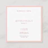 Carte De Visite Carré Modèle rose blanc élégant Monogramme professionnel (Dos)