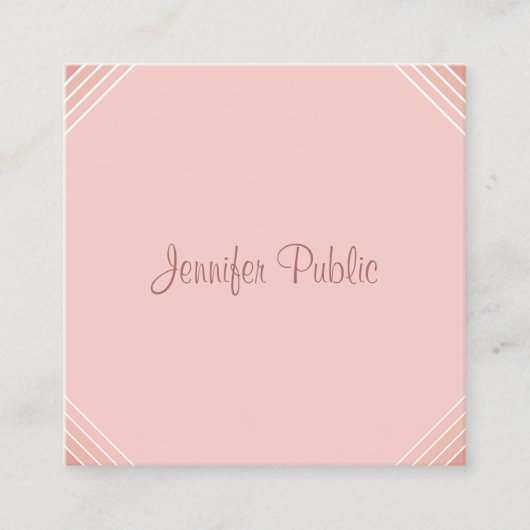 Carte De Visite Carré Modèle rose vif moderne manuscrit (Devant)