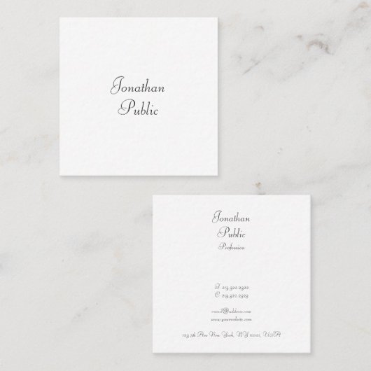 Carte De Visite Carré Modèle simple élégant de script de calligraphie pe (Devant / Derrière)