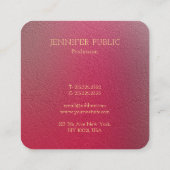 Carte De Visite Carré Modèle structuré de monogramme doré élégant (Dos)