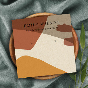 CARTE DE VISITE CARRÉ MODERN ABSTRACT TERRACOTTA RED ART EARRING DISPLAY