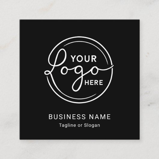 Carte De Visite Carré Modern Black Custom Logo QR Code (Devant)