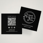 Carte De Visite Carré Modern Black Custom Logo QR Code