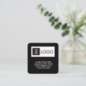 Carte De Visite Carré Modern Black Custom Logo & QR Code Square Business (Debout devant)