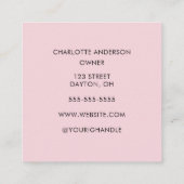 Carte De Visite Carré Modern Blush Pink Black Script 3 Photo  (Dos)