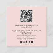 Carte De Visite Carré Modern Blush Pink Black Script 3 Photo Makeup (Dos)