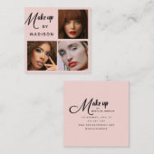 Carte De Visite Carré Modern Bold Black Script 3 Photo Makeup (Devant / Derrière)