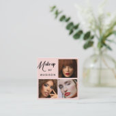 Carte De Visite Carré Modern Bold Black Script 3 Photo Makeup (Debout devant)
