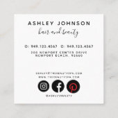 Carte De Visite Carré Modern Botanical Blush Black Script Name Square (Dos)