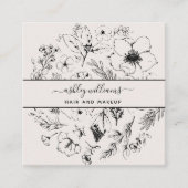 Carte De Visite Carré Modern Botanical Blush Black Script Name Square (Devant)