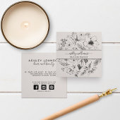 Carte De Visite Carré Modern Botanical Blush Black Script Name Square
