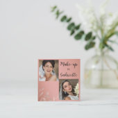 Carte De Visite Carré Modern Botanical Dusty Rose Boho Photo Script (Debout devant)