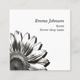 Carte De Visite Carré Modern Botanical Sunflower | Professional Branding