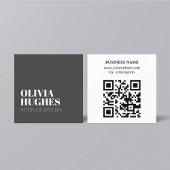 Carte De Visite Carré Modern Chic Dark Grey White Brown QR code