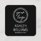 Carte De Visite Carré Modern Custom Company Logo QR Code Elegant Black (Devant)