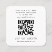 Carte De Visite Carré Modern Custom Company Logo QR Code Elegant Black (Dos)