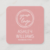 Carte De Visite Carré Modern Custom Company Logo QR Code Elegant Pink (Devant)
