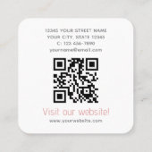 Carte De Visite Carré Modern Custom Company Logo QR Code Elegant Pink (Dos)