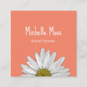 Carte De Visite Carré Modern Daisy Boho Orange Event Planner (Devant)
